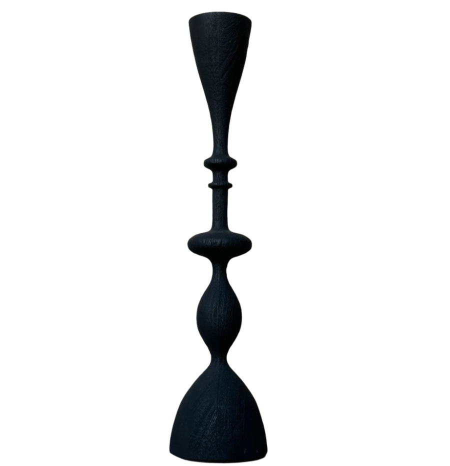 Tall Wave Candlestick / Black Mango Wood