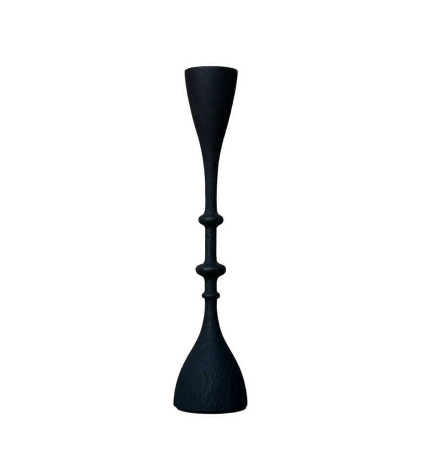 Short Wave Candlestick / Black Mango Wood