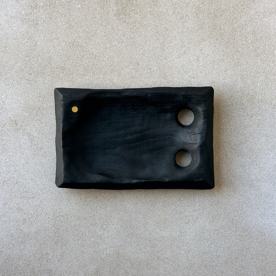 CN Two Hole Walnut Rectangle Tray