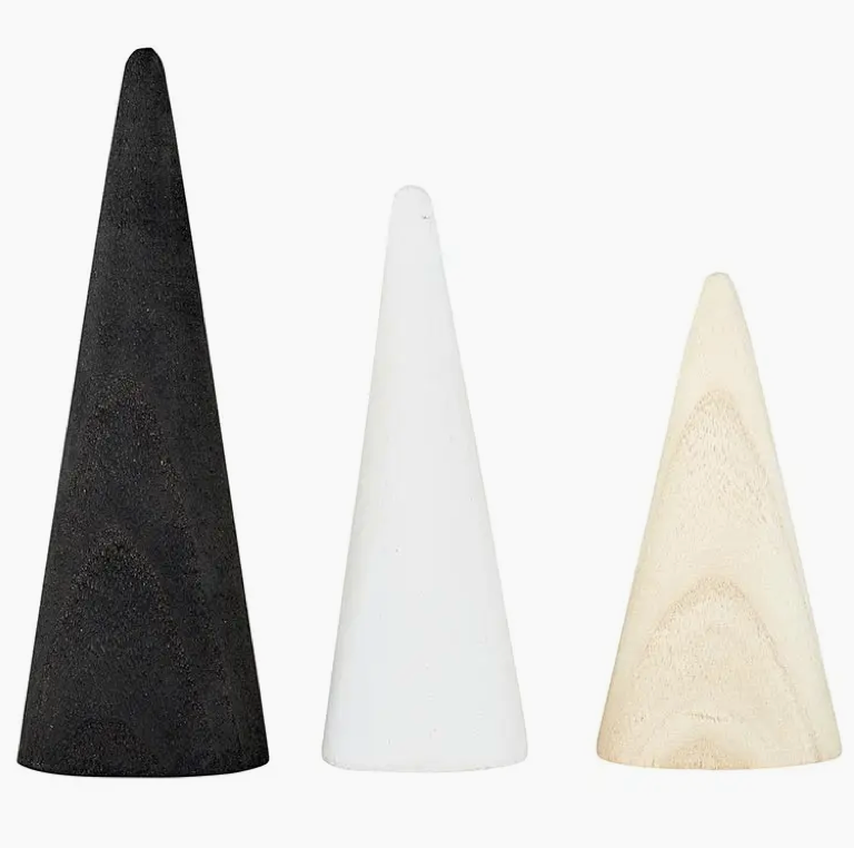 Mini Wood Cone Trees - Set of 3