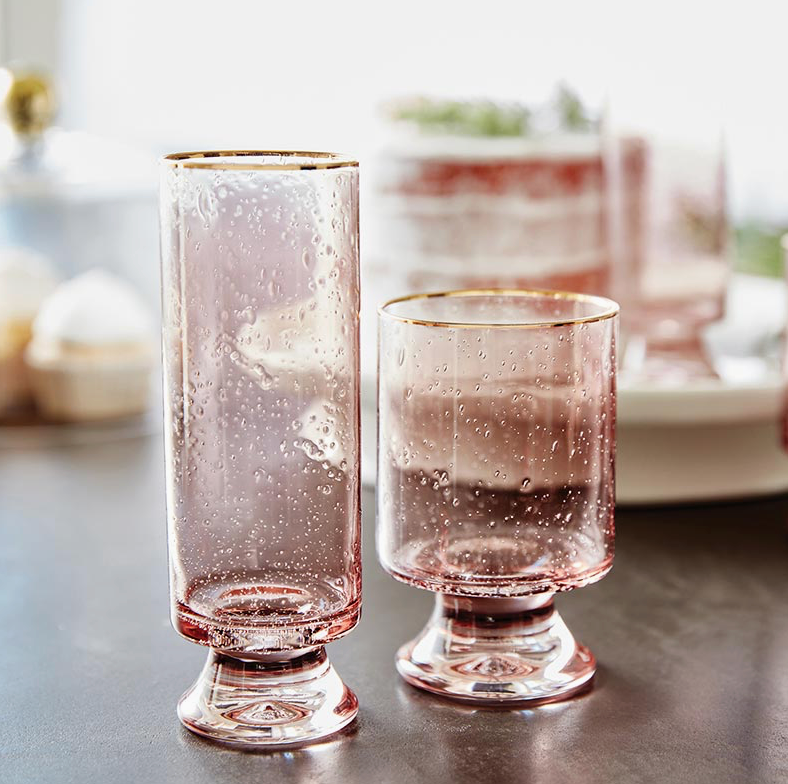 Gold Rimmed Blush Champagne Glass