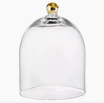 Glass Cloche with Gold Knob - Small