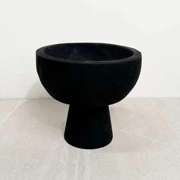 Black Wood Pedestal Bowl