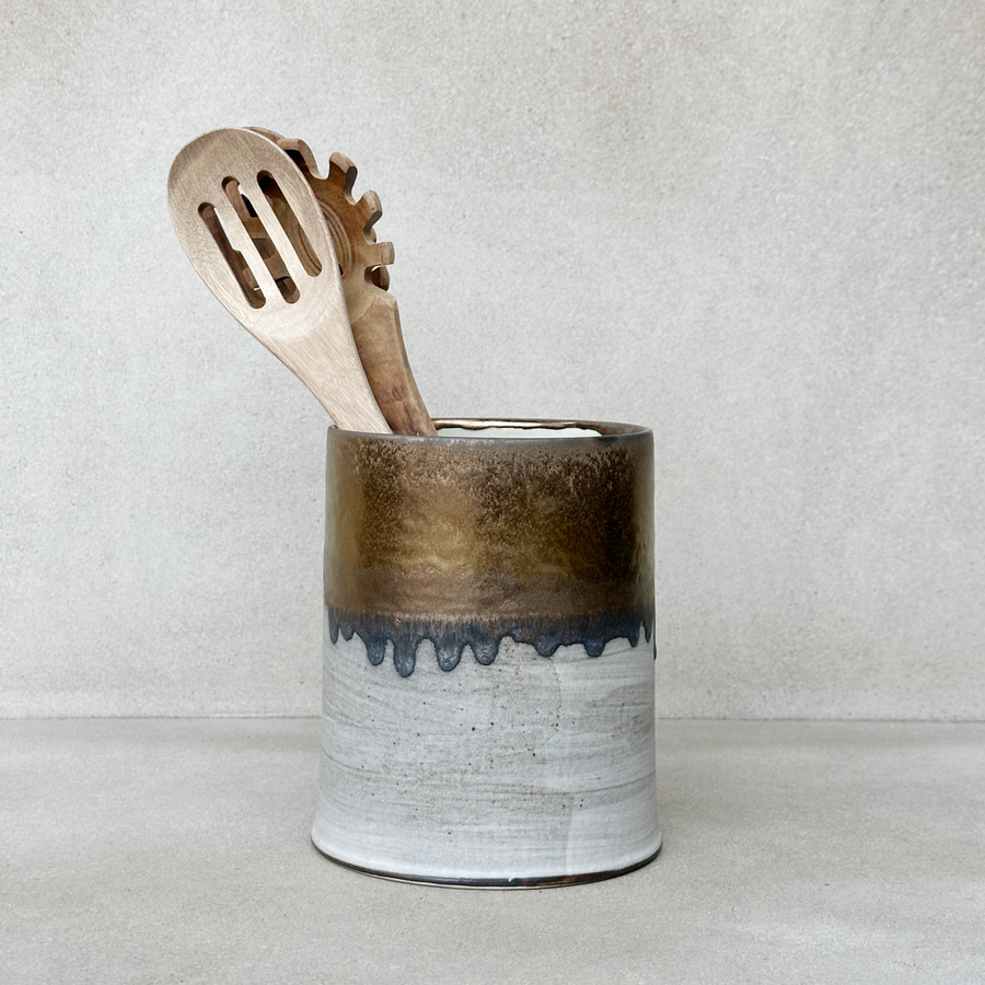 Grey + Gold Utensil Holder