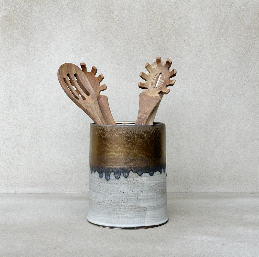 Grey + Gold Utensil Holder