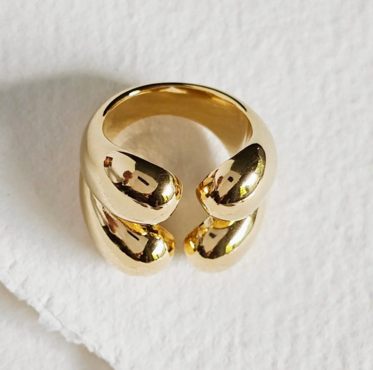 18k Gold Plated Modern Wrap Four Orb Ring
