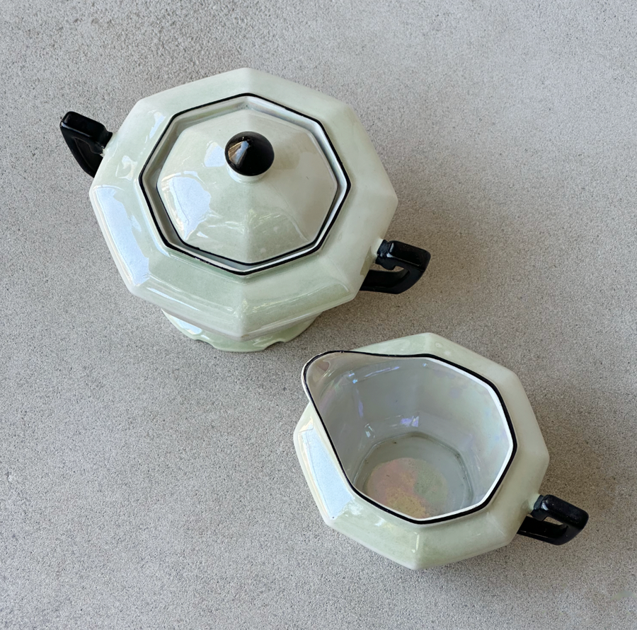 Vintage Lustreware Sugar + Creamer set/2