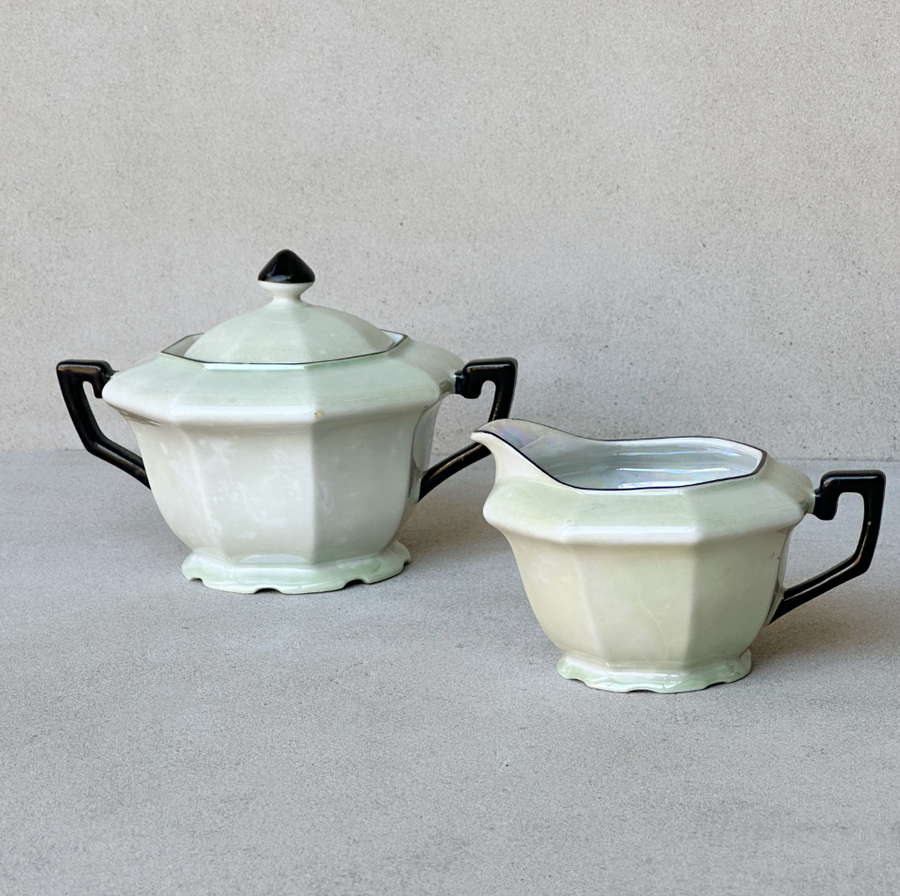 Vintage Lustreware Sugar + Creamer set/2