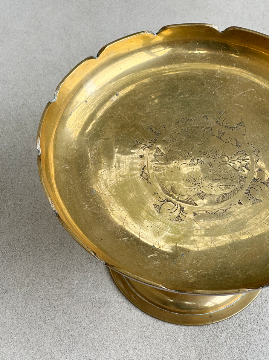 Vintage Brass Pedestal Tray