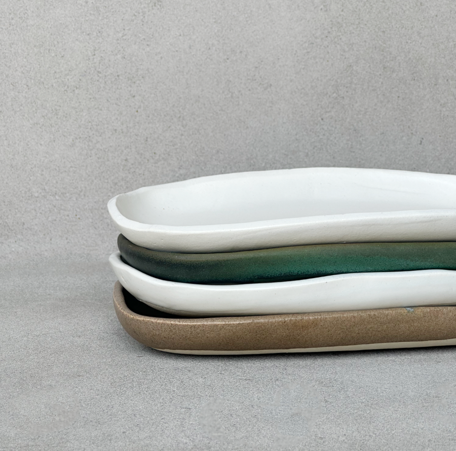 White Stoneware Tray / Medium