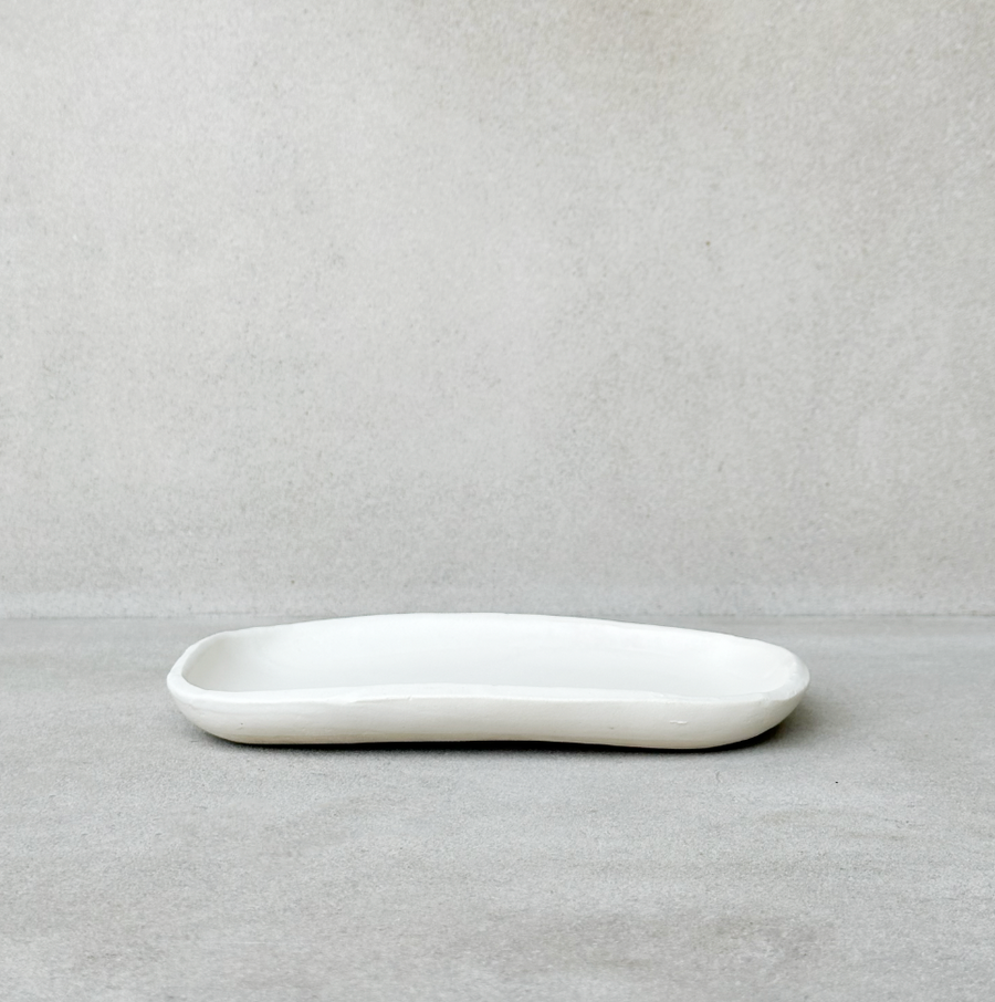 White Stoneware Tray / Medium