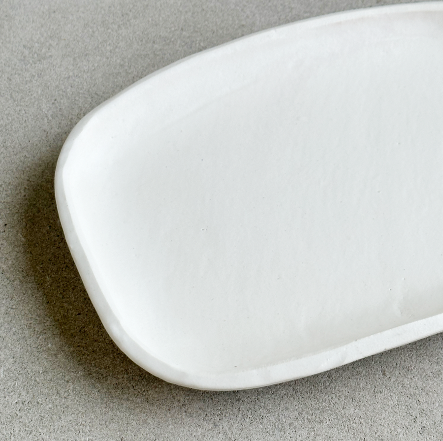 White Stoneware Tray / Medium