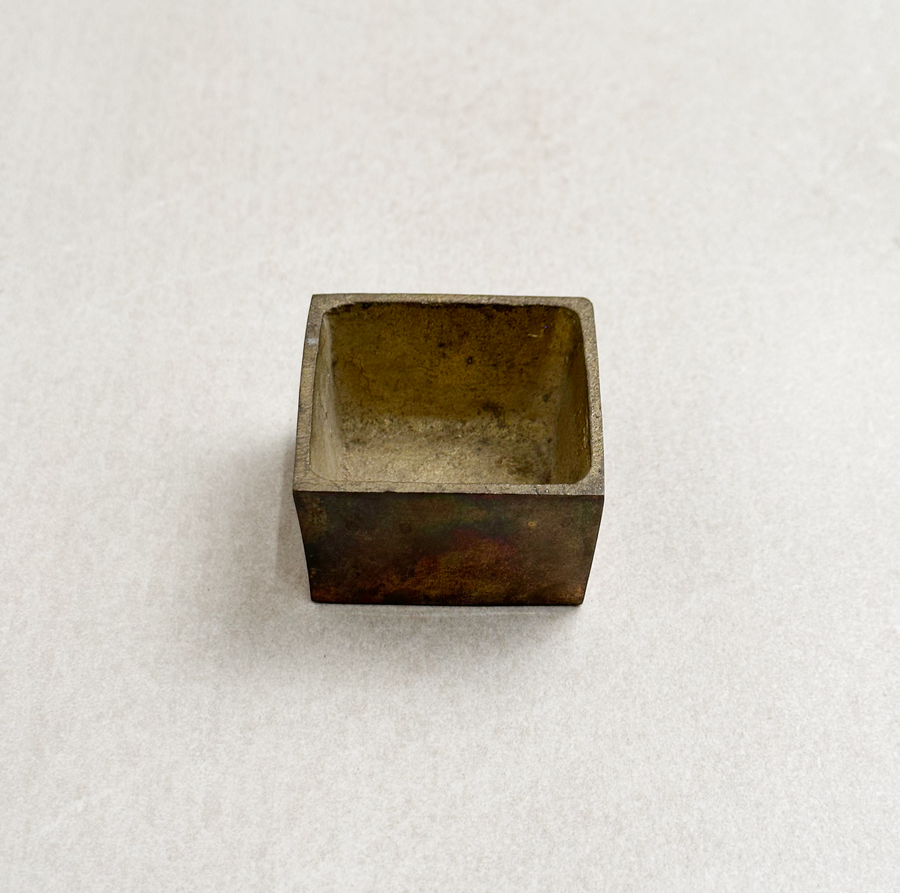 Vintage solid brass square vessel