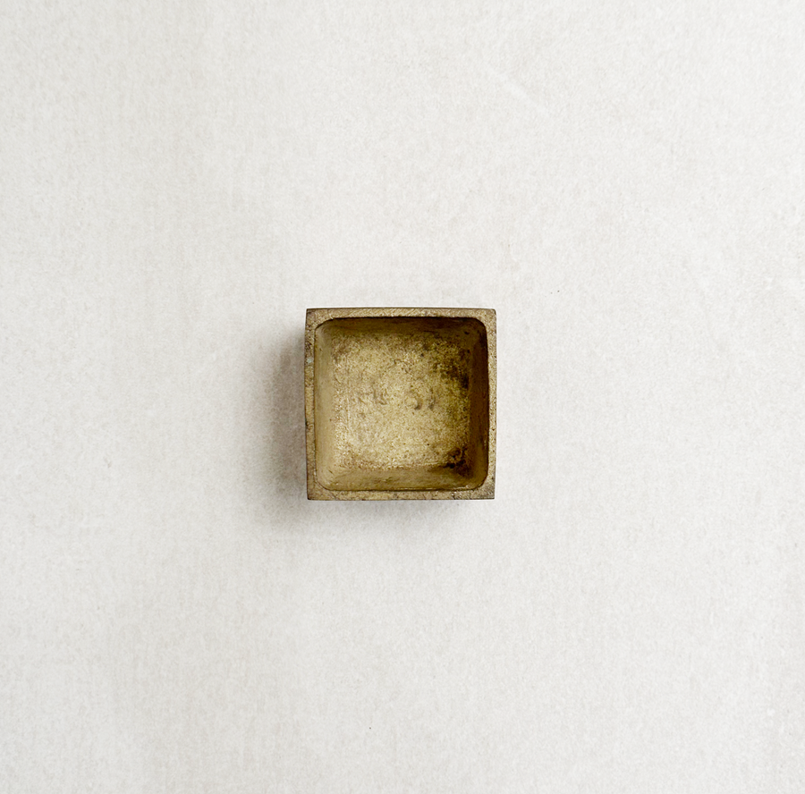 Vintage solid brass square vessel