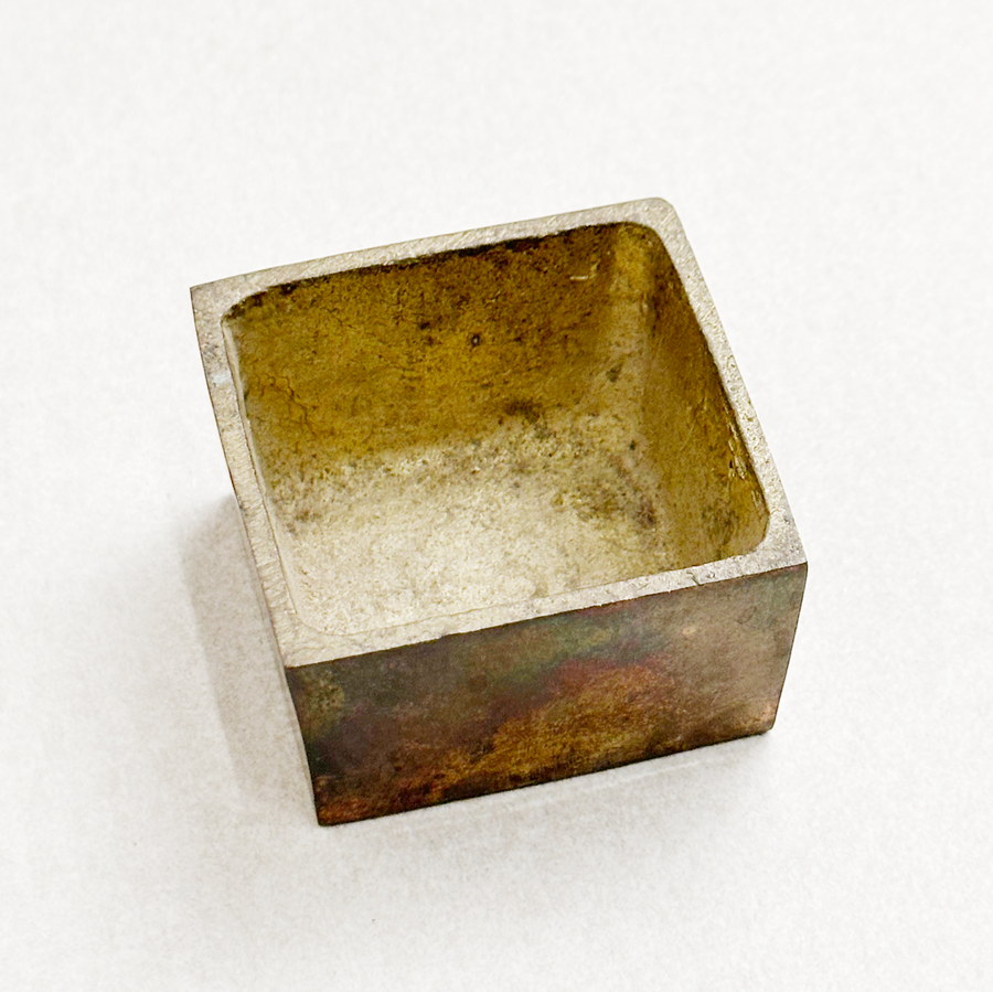 Vintage solid brass square vessel