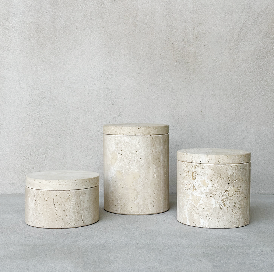 TRAVERTINE LIDDED CONTAINERS