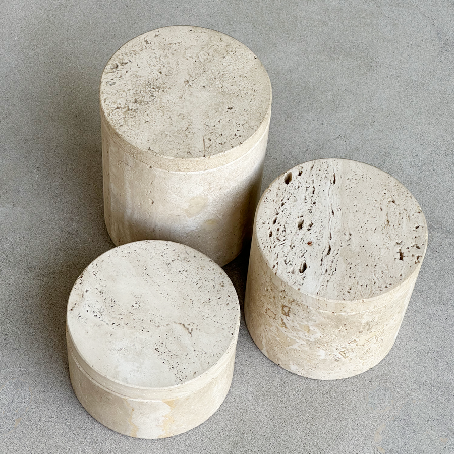 TRAVERTINE LIDDED CONTAINERS