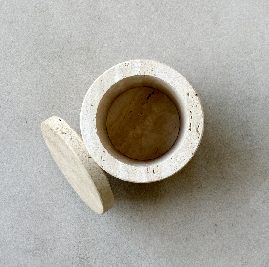 TRAVERTINE LIDDED CONTAINERS