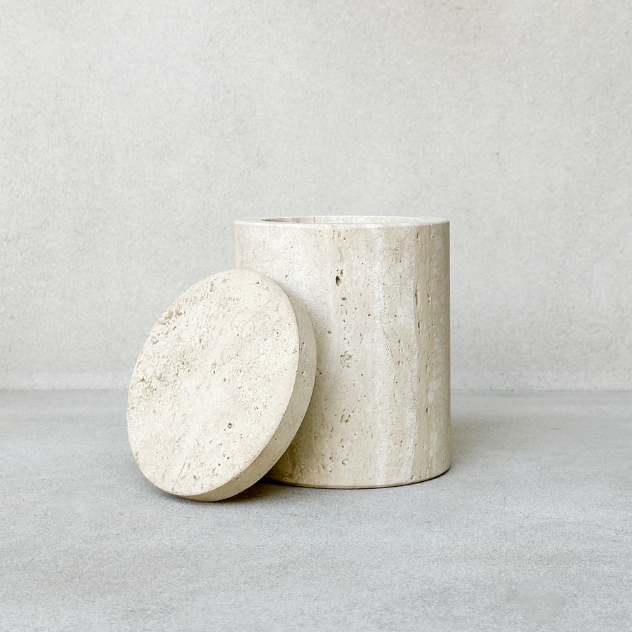 TRAVERTINE LIDDED CONTAINERS