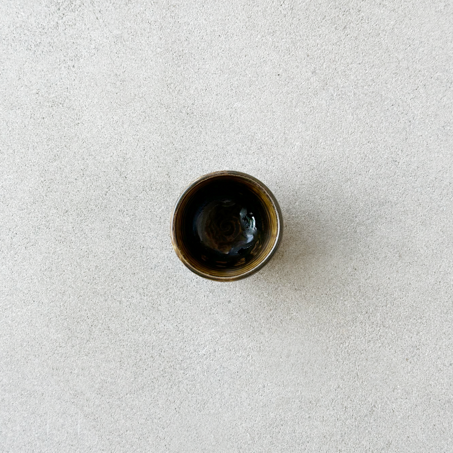 Glazed Stoneware Burnished Amber Cup