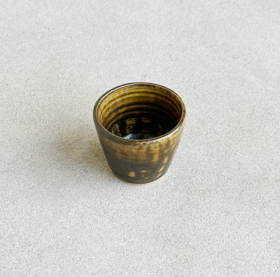 Glazed Stoneware Burnished Amber Cup