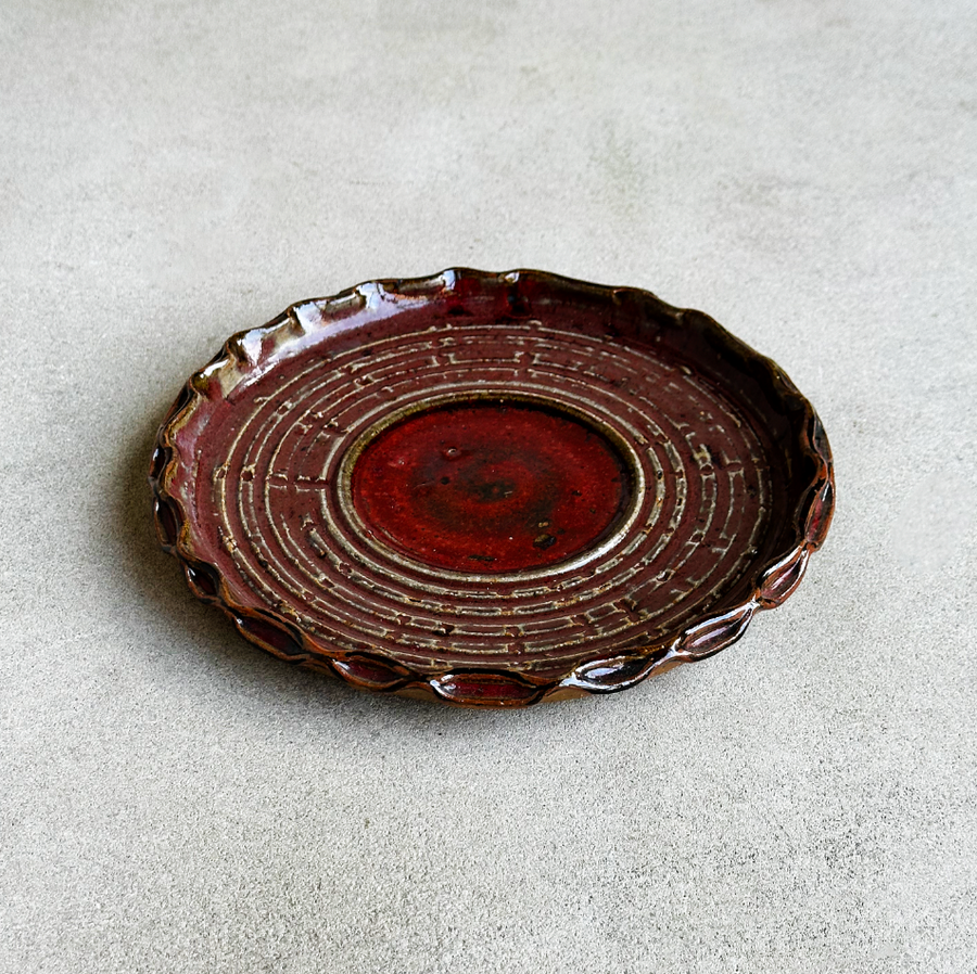 Vintage Oxblood Stoneware Plate