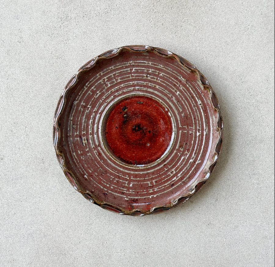 Vintage Oxblood Stoneware Plate