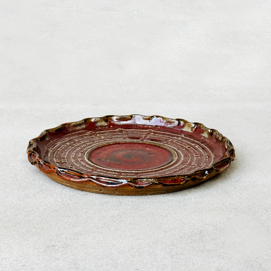 Vintage Oxblood Stoneware Plate