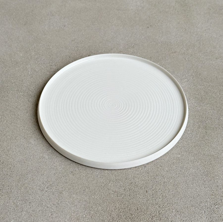 Matte White Concentric Ring Tray