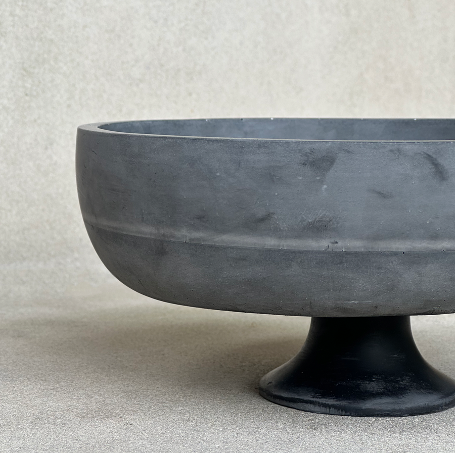 Charcoal Concrete Pedestal Bowl