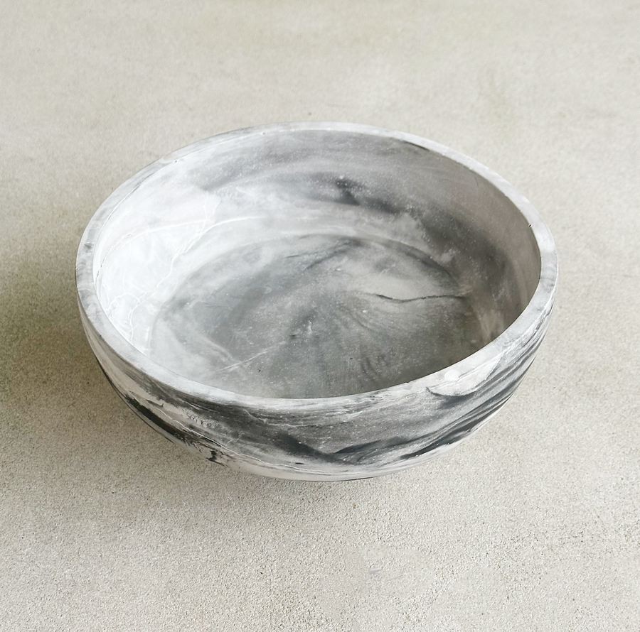 Marbled Concrete Pedestal Bowl