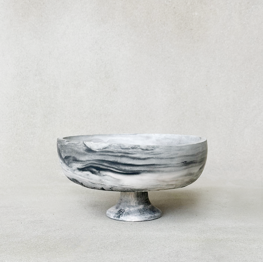 Marbled Concrete Pedestal Bowl