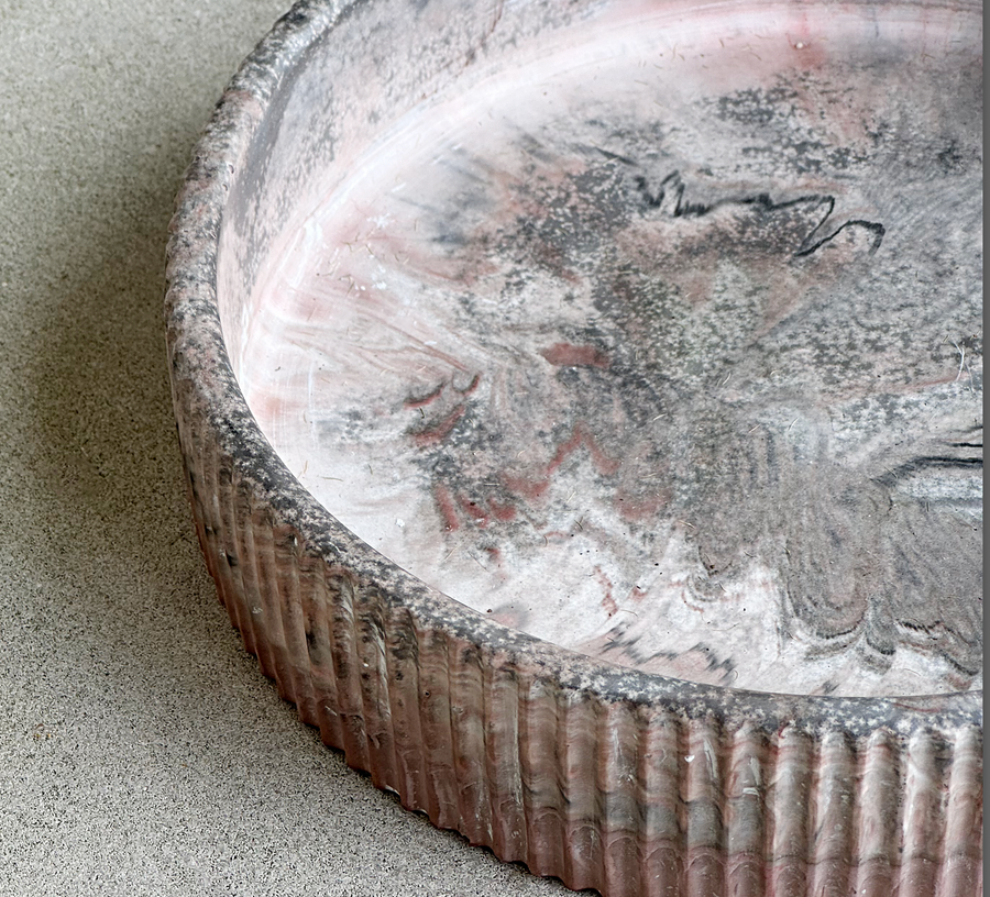 Marbled Canyon Concrete Ridged Bowl