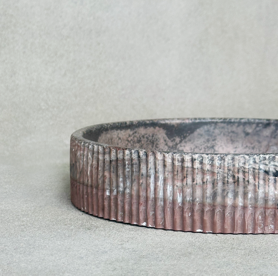 Marbled Canyon Concrete Ridged Bowl