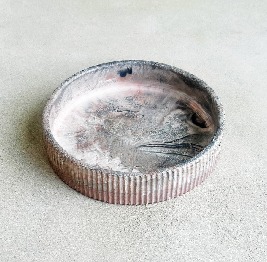 Marbled Canyon Concrete Ridged Bowl