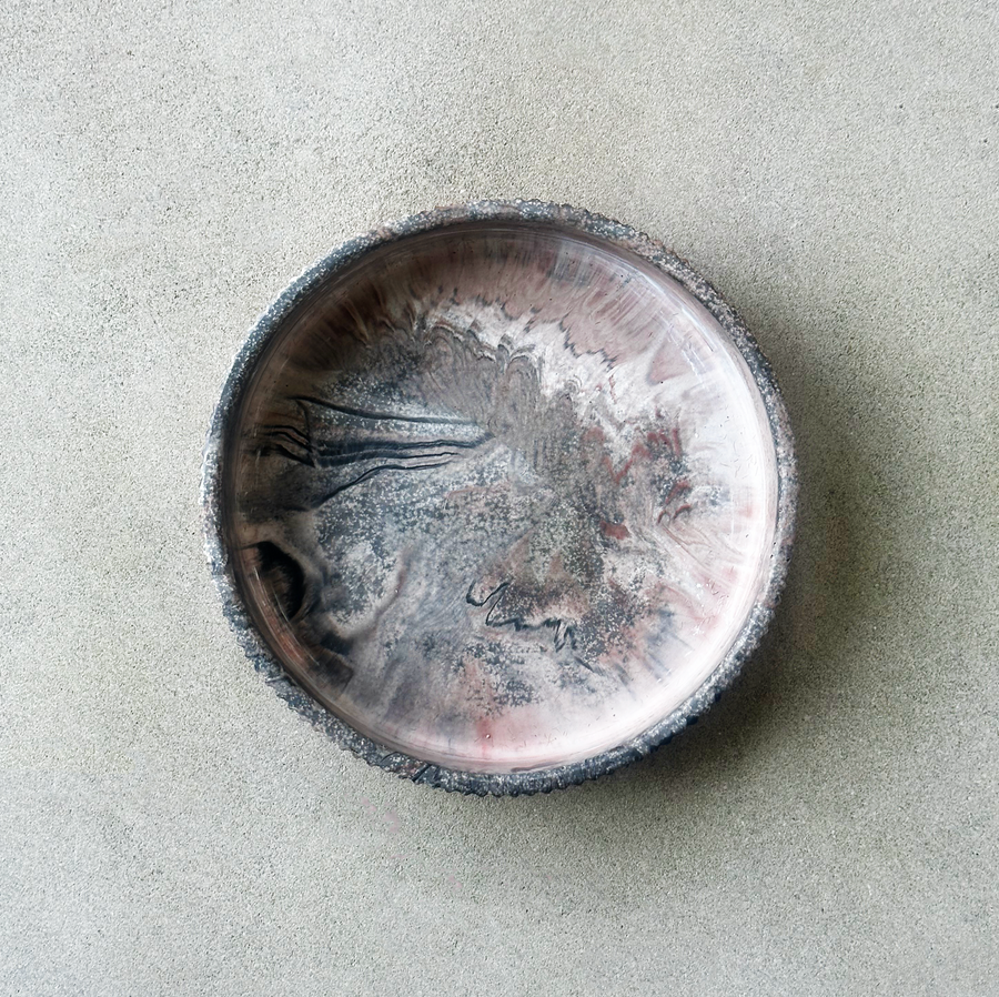 Marbled Canyon Concrete Ridged Bowl
