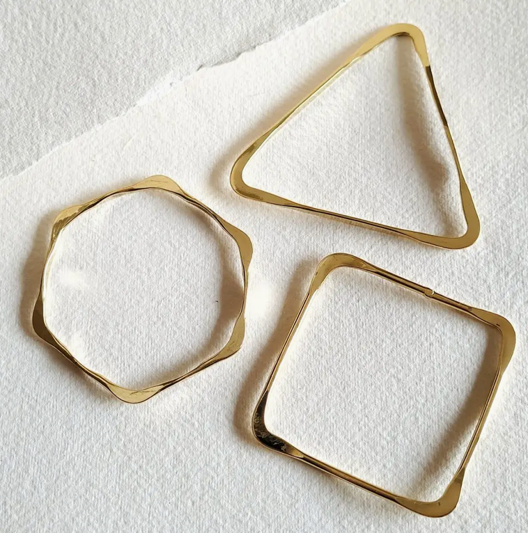 Brass Geometric Bangle / Set 3