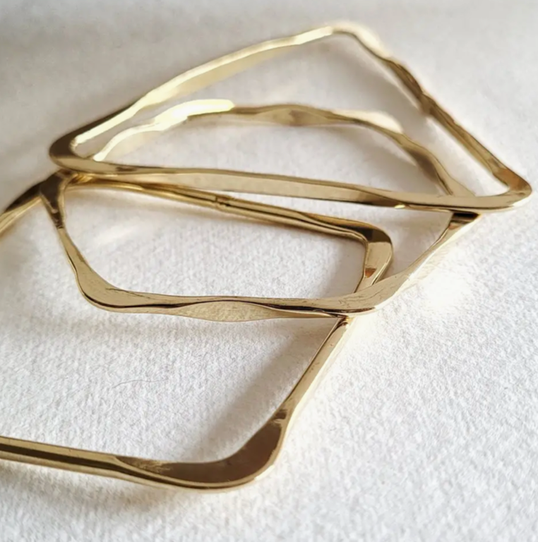 Brass Geometric Bangle / Set 3