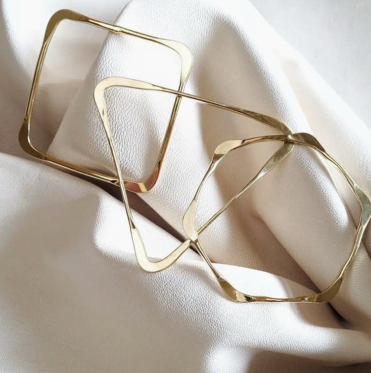 Brass Geometric Bangle / Set 3