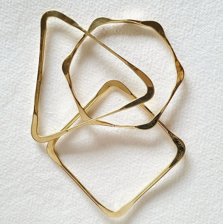 Brass Geometric Bangle / Set 3