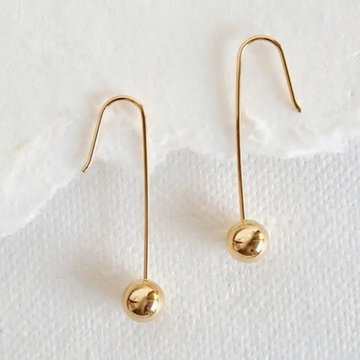 18k gold Bead Gold Drop Earrings