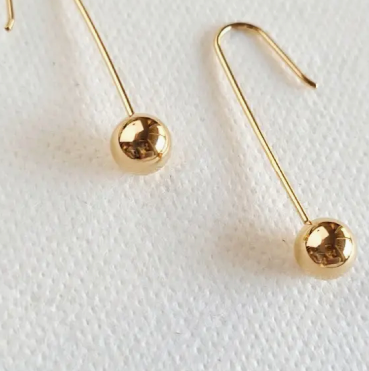 18k gold Bead Gold Drop Earrings