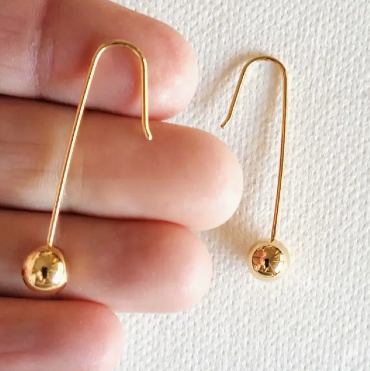 18k gold Bead Gold Drop Earrings
