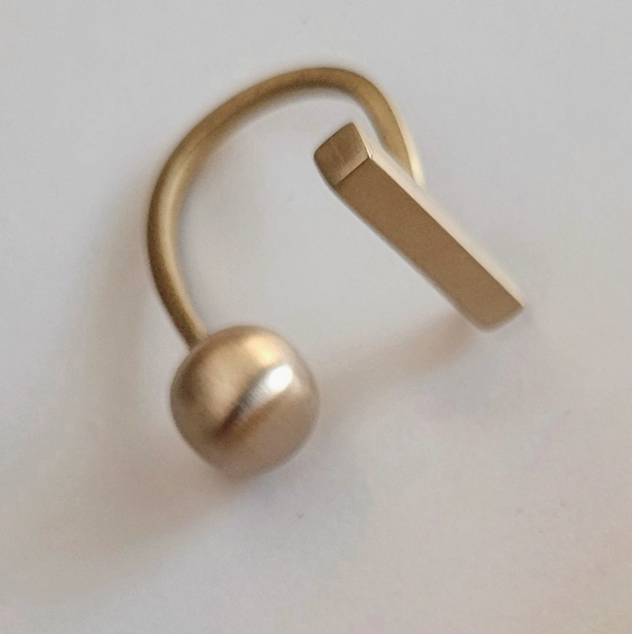 Modern Brass Rod and Ball Ring