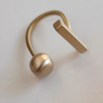 Modern Brass Rod and Ball Ring