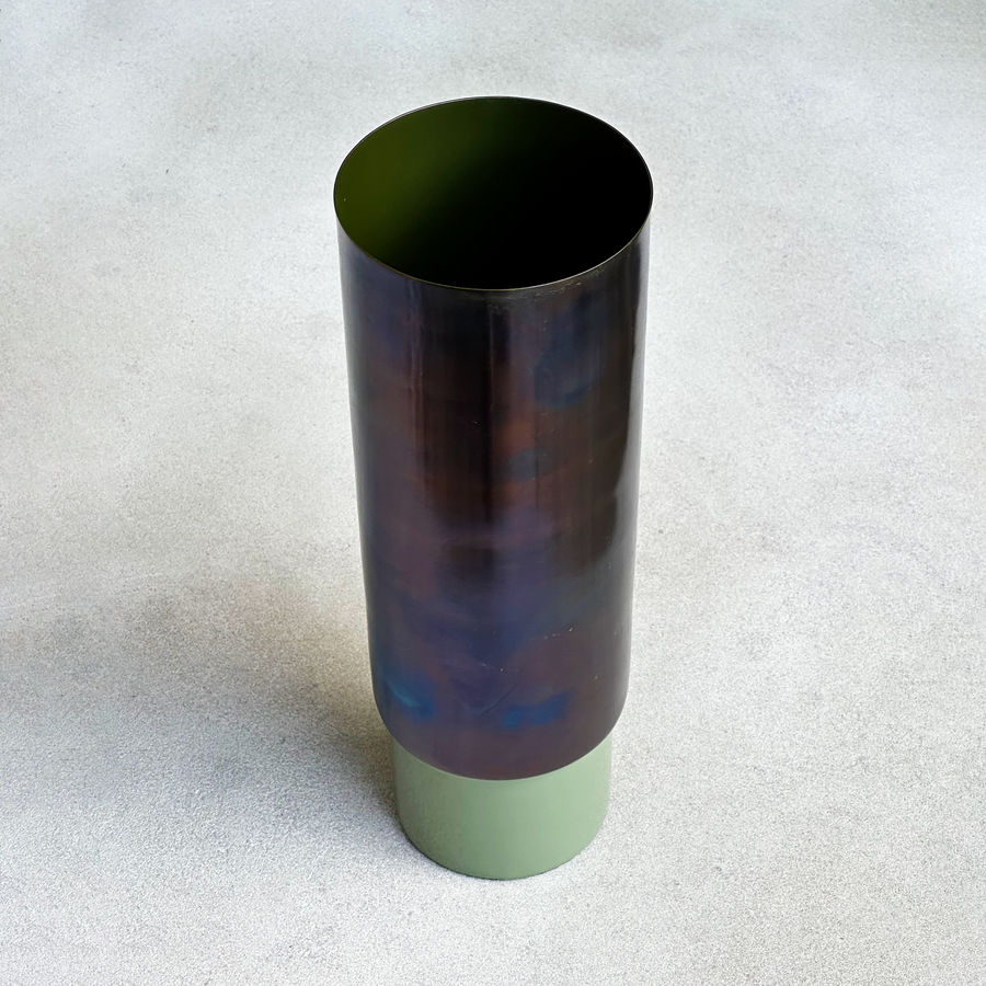 Metal Canister Vase Mint Base
