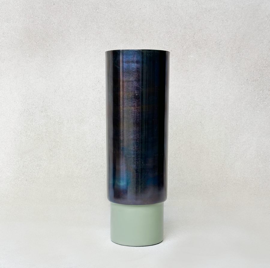 Metal Canister Vase Mint Base