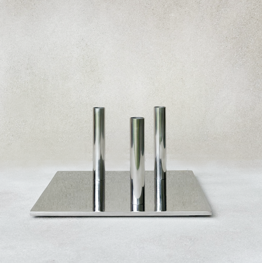 Three Stem Stainless Base Vase