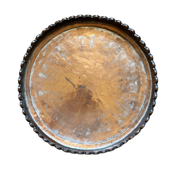Vintage Copper Tray with Scalloped Edges
