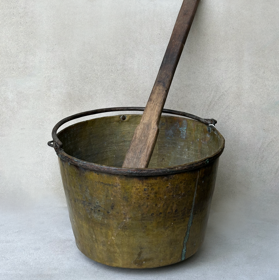 Vintage Apple Butter Kettle with Wood Paddle